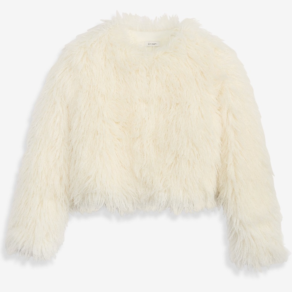 NWT Ivory Faux-Fur Jacket